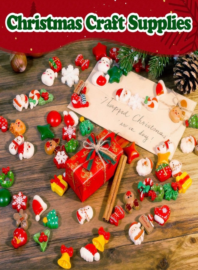 Bbiamsleep 120 Pcs Christmas Resin Flatback Charms Assorted Craft Christmas Resin Ornaments Miniature Ornaments Set for Holiday DIY Craft Supplies Xmas Decorations - Image 5